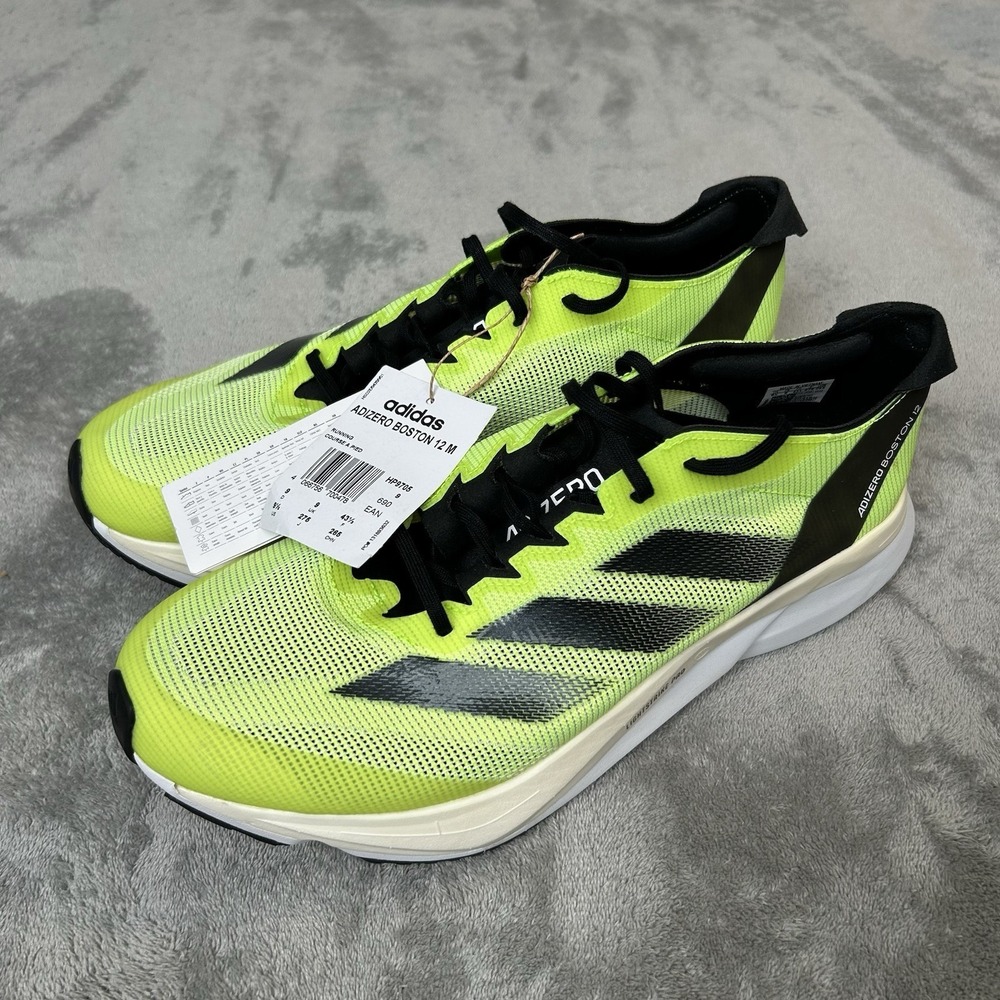 Adidas Adizero Boston 12 running shoe in the "Lucid Lemon Black" Men's Size 9.5 - Picture 7 of 16
